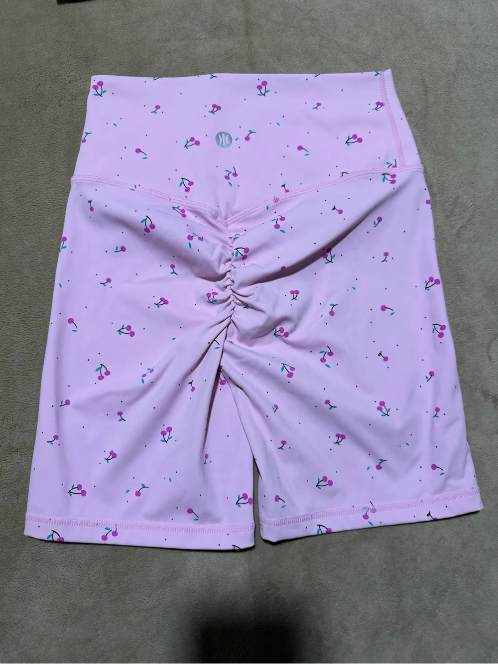 Astoria Light Pink w/ cherries matching Sports Bra & Shorts Activewear Set